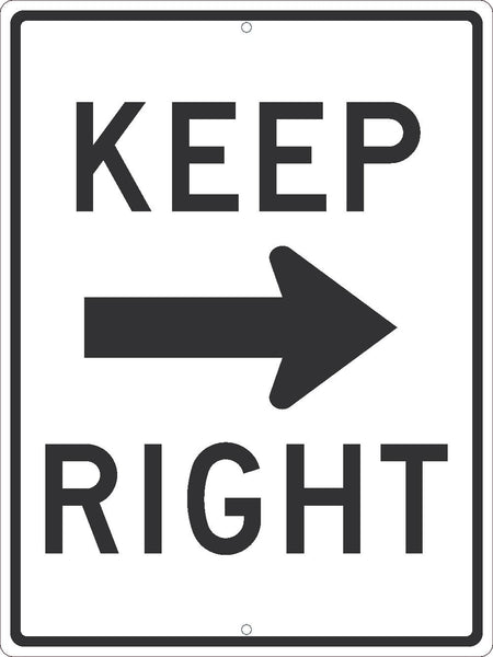 KEEP RIGHT(ARROW GRAPHIC)SIGN, 24X18, .080 HIP REF ALUM