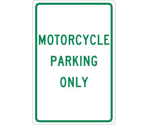 MOTORCYCLE PARKING ONLY, 18X12, .040 ALUM