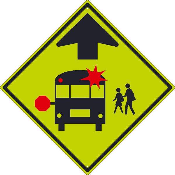 (GRAPHIC SCHOOL BUS STOP)SIGN, 30X30,.080 DG REF ALUM