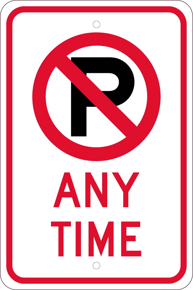 GRAPHIC, NO PARKING ANY TIME, 18X12, .080 EGP REF ALUM SIGN