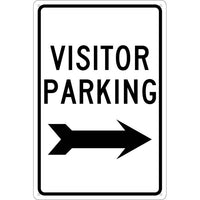 VISITOR PARKING (WITH RIGHT ARROW), 18X12, .040 ALUM