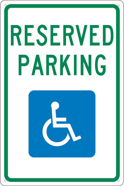 RESERVED PARKING HANDICAPPED,18X12, .040 ALUM SIGN