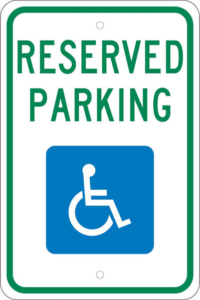 RESERVED PARKING HANDICAPPED, 18X12, .080 EGP REF ALUM SIGN