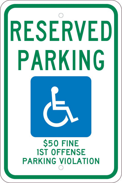RESERVED PARKING HANDICAPPED, 18X12, .080 EGP REF ALUM SIGN