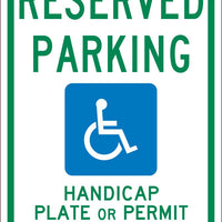 RESERVED PARKING HANDICAPPED , 18X12, .040 ALUM SIGN