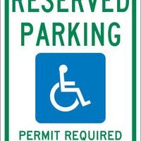 RESERVED PARKING HANDICAPPED , 18X12, .040 ALUM SIGN