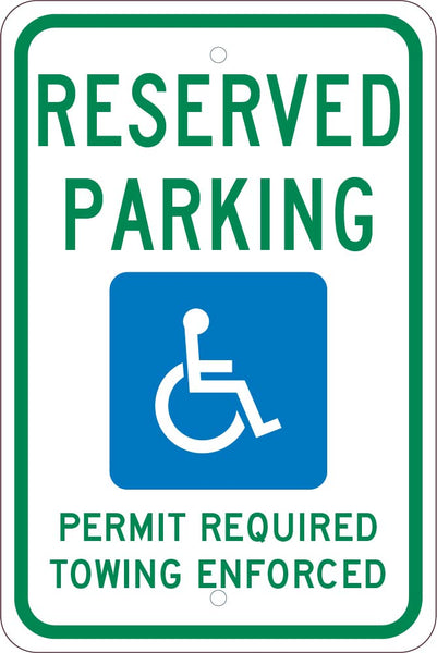 RESERVED PARKING HANDICAPPED, 18X12, .080 EGP REF ALUM SIGN