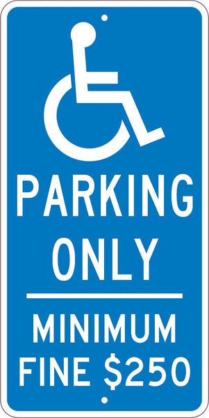 RESERVED PARKING HANDICAPPED, 24X12, .080 EGP REF ALUM SIGN
