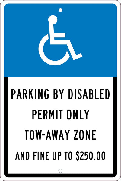 PARKING BY DISABLED PERMIT ONLY,18X12, .063 ALUM  SIGN