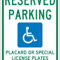 RESERVED PARKING HANDICAPPED , 18X12, .040 ALUM SIGN