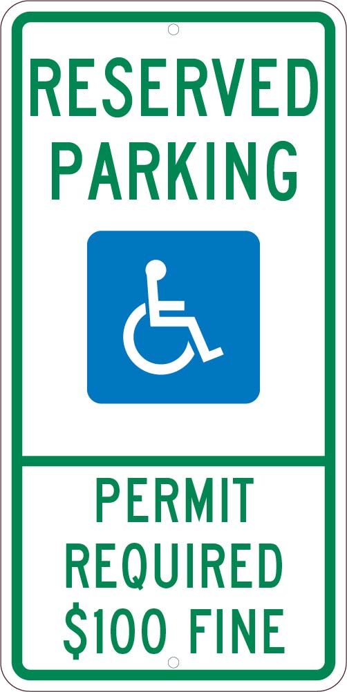 RESERVED PARKING HANDICAPPED, PERMIT REQUIRED, 24X12, .080 EGP REF ALUM SIGN