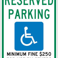 RESERVED PARKING MIN FINE, 18X12 .080 REF ALUM SIGN