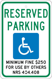 RESERVED PARKING MIN FINE, 18X12 .080 REF ALUM SIGN