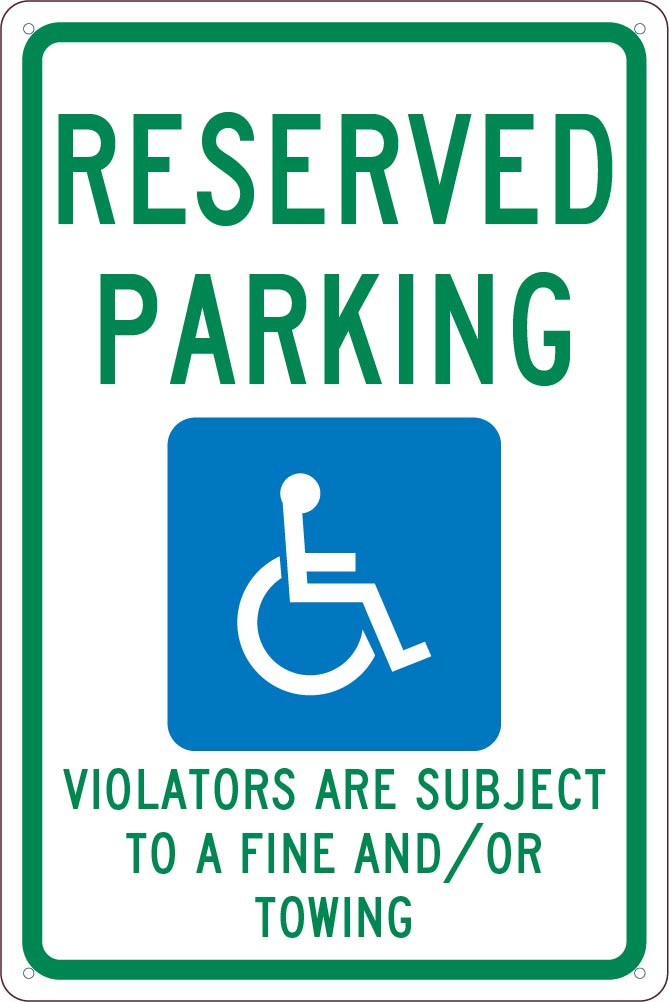 RESERVED PARKING HANDICAPPED,18X12, .040 ALUM SIGN