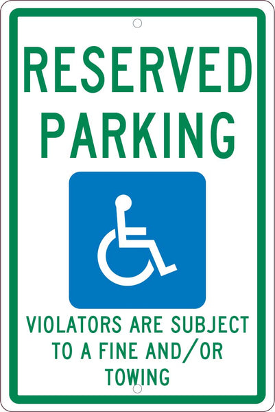 RESERVED PARKING HANDICAPPED,18X12, .063 ALUM SIGN