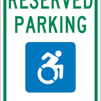 RESERVED PARKING HANDICAPPED,18X12, .040 ALUM SIGN