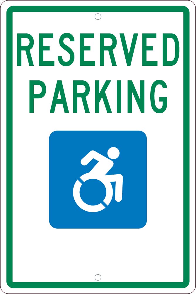 RESERVED PARKING HANDICAPPED,18X12, .063 ALUM SIGN