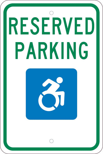 RESERVED PARKING HANDICAPPED, 18X12, .080 EGP REF ALUM SIGN