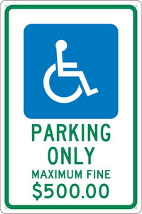 PARKING ONLY,18X12, .040 ALUM SIGN