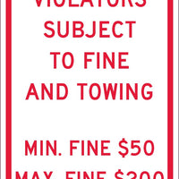 VIOLATORS SUBJECT TO FINE,18X12, .080 REF ALUM SIGN