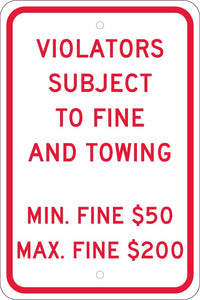 VIOLATORS SUBJECT TO FINE,18X12, .080 REF ALUM SIGN