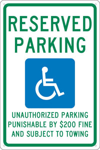 RESERVED PARKING, 18X12, .040 ALUM SIGN