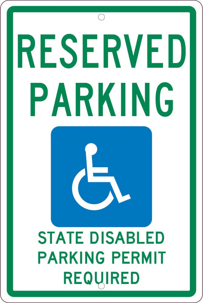 RESERVED PARKING STATE PERMIT REQUIRED , 18X12, .063 ALUM SIGN