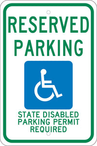 RESERVED PARKING STATE PERMIT REQUIRED, 18X12, .080 EGP REF ALUM SIGN