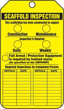 Scaffold Tag, SCAFFOLD INSPECTION, 5.75
