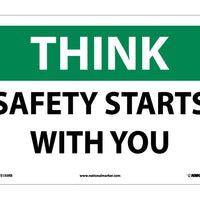 THINK, SAFETY STARTS WITH YOU, 10X14, RIGID PLASTIC