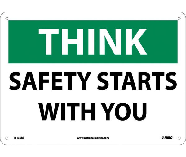THINK, SAFETY STARTS WITH YOU, 10X14, RIGID PLASTIC