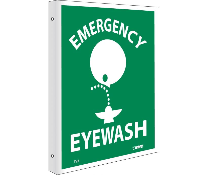 EMERGENCY EYE WASH, FLANGED, 10X8, RIGID PLASTIC