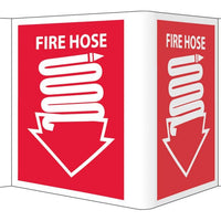 VISI SIGN, FIRE HOSE, RED, 5 3/4X8 3/4, RIGID VINYL