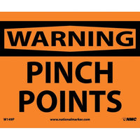 WARNING, PINCH POINTS, 10X14, RIGID PLASTIC