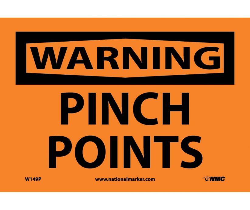 WARNING, PINCH POINTS, 10X14, RIGID PLASTIC
