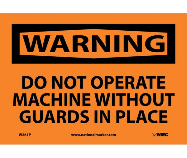 WARNING, DO NOT OPERATE MACHINE WITHOUT GUARDS IN PLACE, 7X10, .040 ALUM