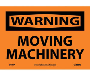 WARNING, MOVING MACHINERY, 7X10, RIGID PLASTIC
