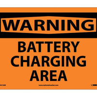 WARNING, BATTERY CHARGING AREA, 10X14, .040 ALUM