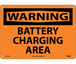 WARNING, BATTERY CHARGING AREA, 10X14, .040 ALUM