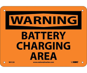 WARNING, BATTERY CHARGING AREA, 7X10, .040 ALUM