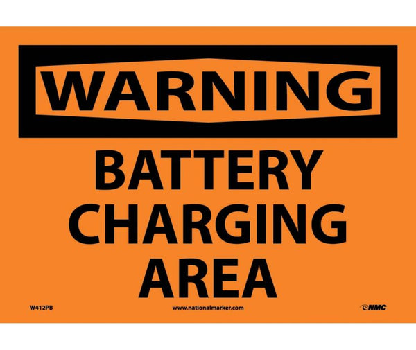 WARNING, BATTERY CHARGING AREA, 10X14, PS VINYL