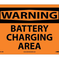 WARNING, BATTERY CHARGING AREA, 10X14, RIGID PLASTIC