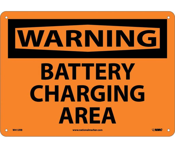 WARNING, BATTERY CHARGING AREA, 10X14, RIGID PLASTIC