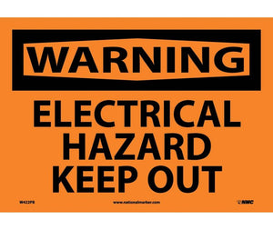 WARNING, ELECTRICAL HAZARD KEEP OUT, 10X14, RIGID PLASTIC