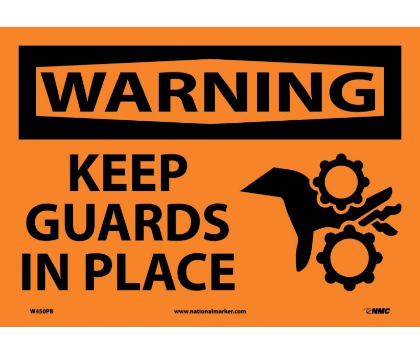 WARNING, KEEP GUARDS IN PLACE, GRAPHIC, 10X14, PS VINYL