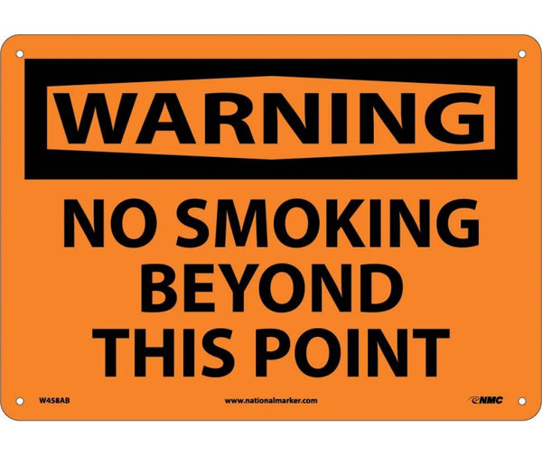 WARNING, NO SMOKING BEYOND THIS POINT, 10X14, .040 ALUM