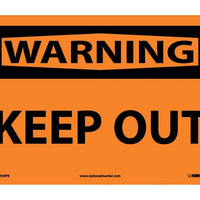 WARNING, KEEP OUT, 10X14, RIGID PLASTIC