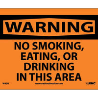 WARNING, NO SMOKING EATING OR DRINKING IN THIS AREA, 7X10, RIGID PLASTIC