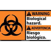 WARNING, BIOLOGICAL HAZARD/ (BILINGUAL W/GRAPHIC), 10X18, RIGID PLASTIC
