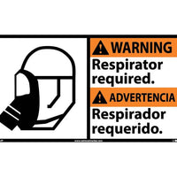 WARNING, RESPIRATOR REQUIRED (BILINGUAL W/GRAPHIC), 10X18, PS VINYL